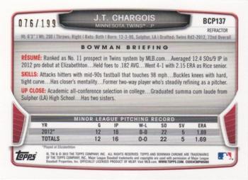2013 Bowman Chrome - Prospects Purple Refractors #BCP137 J.T. Chargois Back