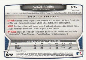 2013 Bowman Chrome - Prospects Refractors #BCP141 Alexis Rivera Back
