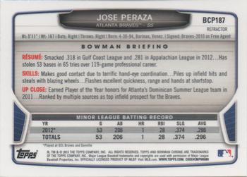 2013 Bowman Chrome - Prospects Refractors #BCP187 Jose Peraza Back