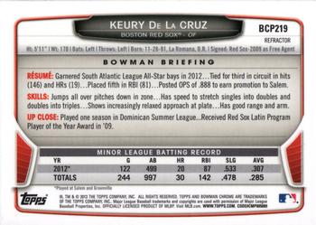 2013 Bowman Chrome - Prospects Refractors #BCP219 Keury de la Cruz Back