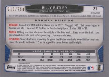 2013 Bowman Chrome - Blue Refractors #21 Billy Butler Back