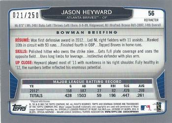 2013 Bowman Chrome - Blue Refractors #56 Jason Heyward Back