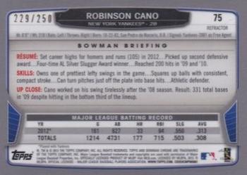 2013 Bowman Chrome - Blue Refractors #75 Robinson Cano Back