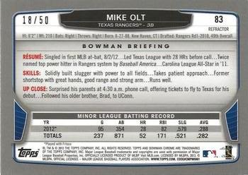 2013 Bowman Chrome - Gold Refractors #83 Mike Olt Back