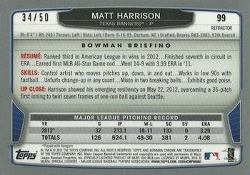 2013 Bowman Chrome - Gold Refractors #99 Matt Harrison Back