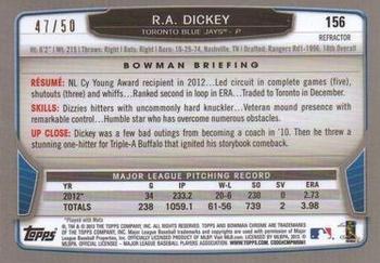 2013 Bowman Chrome - Gold Refractors #156 R.A. Dickey Back