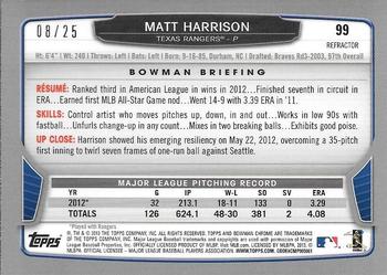 2013 Bowman Chrome - Orange Refractors #99 Matt Harrison Back