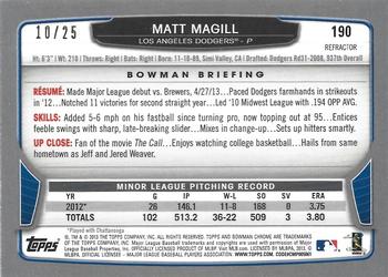 2013 Bowman Chrome - Orange Refractors #190 Matt Magill Back