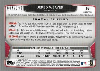 2013 Bowman Chrome - Purple Refractors #63 Jered Weaver Back