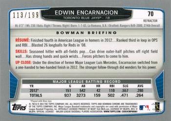 2013 Bowman Chrome - Purple Refractors #70 Edwin Encarnacion Back