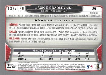2013 Bowman Chrome - Purple Refractors #89 Jackie Bradley Jr. Back