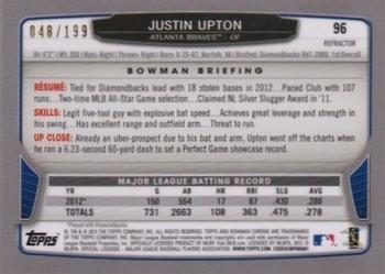 2013 Bowman Chrome - Purple Refractors #96 Justin Upton Back