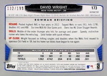 2013 Bowman Chrome - Purple Refractors #173 David Wright Back