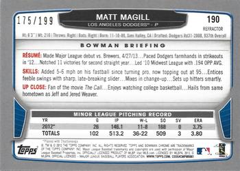 2013 Bowman Chrome - Purple Refractors #190 Matt Magill Back