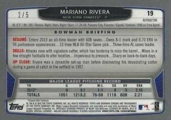 2013 Bowman Chrome - Red Refractors #19 Mariano Rivera Back