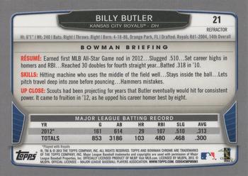 2013 Bowman Chrome - Refractors #21 Billy Butler Back