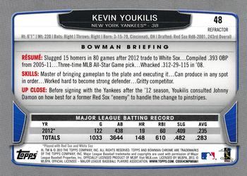 2013 Bowman Chrome - Refractors #48 Kevin Youkilis Back