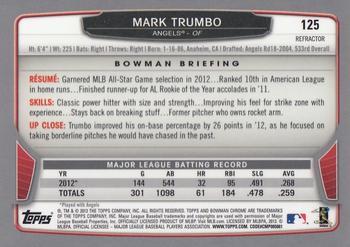2013 Bowman Chrome - Refractors #125 Mark Trumbo Back