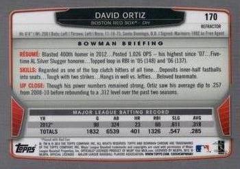 2013 Bowman Chrome - Refractors #170 David Ortiz Back