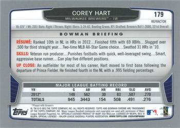2013 Bowman Chrome - Refractors #179 Corey Hart Back