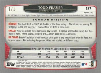 2013 Bowman Chrome - Superfractors #127 Todd Frazier Back