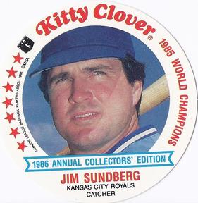 1986 Kitty Clover Kansas City Royals Discs #18 Jim Sundberg Front