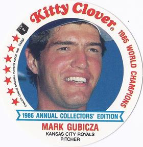 1986 Kitty Clover Kansas City Royals Discs #19 Mark Gubicza Front