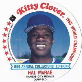 1986 Kitty Clover Kansas City Royals Discs #4 Hal McRae Front