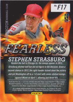 2013 Panini Prizm - Fearless #F17 Stephen Strasburg Back