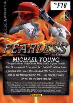 2013 Panini Prizm - Fearless #F18 Michael Young Back