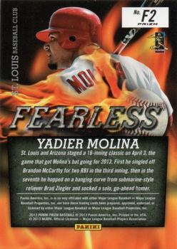 2013 Panini Prizm - Fearless Prizms #F2 Yadier Molina Back