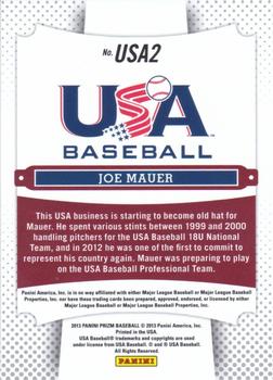 2013 Panini Prizm - USA Baseball #USA2 Joe Mauer Back