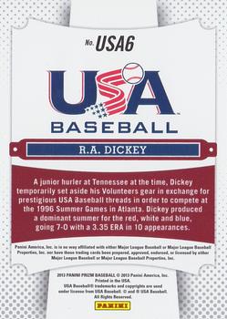 2013 Panini Prizm - USA Baseball #USA6 R.A. Dickey Back