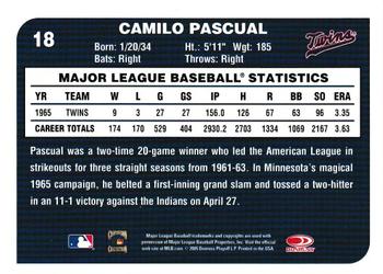 2005 Donruss Minnesota Twins 1965 American League Champions #18 Camilo Pascual Back
