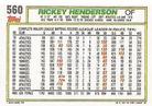 1992 Topps Micro - Micro Gold #560 Rickey Henderson Back