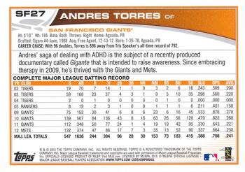 2013 Topps Chevron San Francisco Giants #SF27 Andres Torres Back