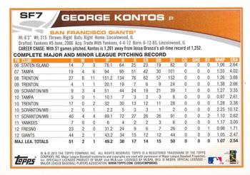 2013 Topps Chevron San Francisco Giants #SF7 George Kontos Back