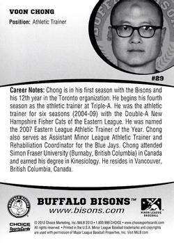 2013 Choice Buffalo Bisons #29 Voon Chong Back