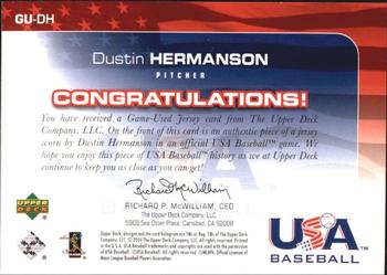 2004 Upper Deck USA 25th Anniversary - Game Jersey #GU-DH Dustin Hermanson Back