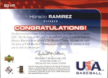 2004 Upper Deck USA 25th Anniversary - Game Jersey #GU-HR Horacio Ramirez Back