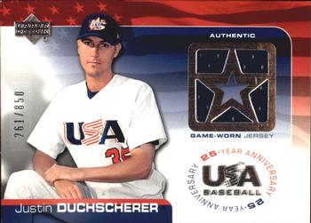 2004 Upper Deck USA 25th Anniversary - Game Jersey #GU-JD Justin Duchscherer Front