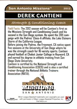2012 Grandstand San Antonio Missions #5 Derek Cantieni Back