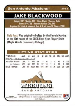 2012 Grandstand San Antonio Missions #27 Jake Blackwood Back