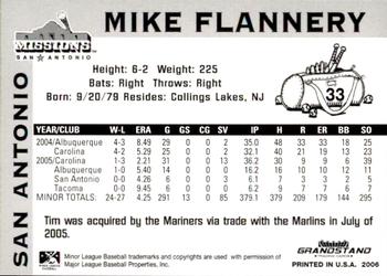 2006 Grandstand San Antonio Missions #14 Mike Flannery Back