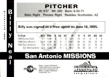 1998 Grandstand San Antonio Missions #4 Billy Neal Back