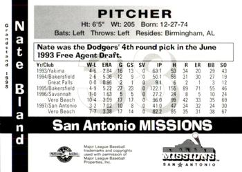 1998 Grandstand San Antonio Missions #11 Nate Bland Back