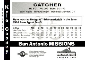 1998 Grandstand San Antonio Missions #26 Kyle Cooney Back
