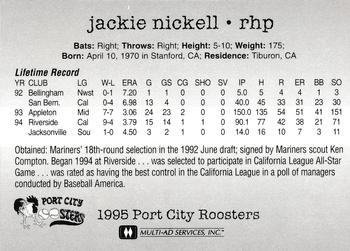 1995 Multi-Ad Port City Roosters #NNO Jackie Nickell Back