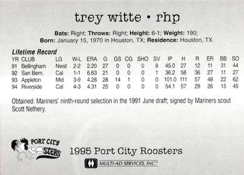 1995 Multi-Ad Port City Roosters #NNO Trey Witte Back