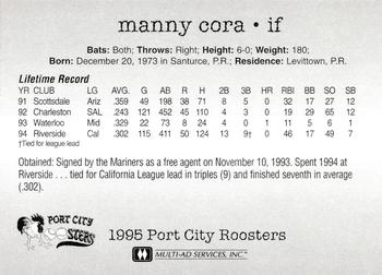 1995 Multi-Ad Port City Roosters #NNO Manny Cora Back
